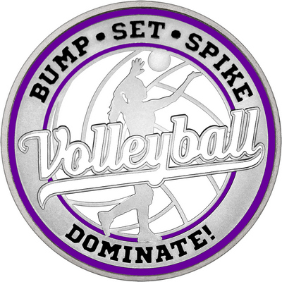 White "Volleyball" with Purple Outer Circular Borders